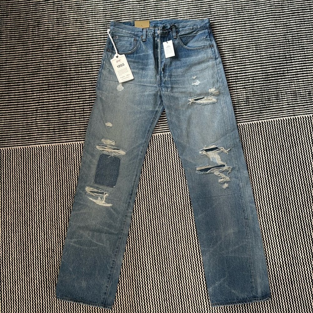 Levi’s vintage clothing lvc 1955 501 distressed jeans
